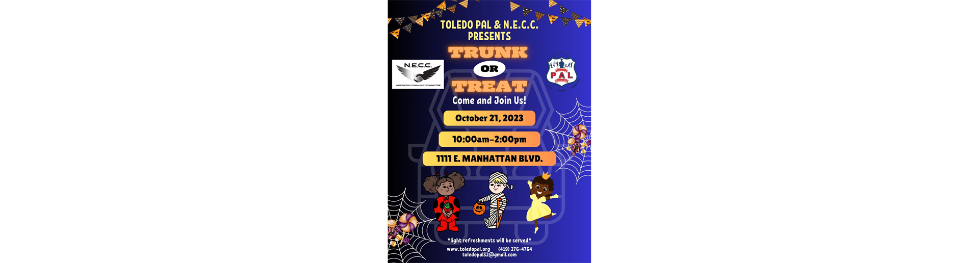 Toledo PAL  and N.E.C.C. Trunk or Treat Event 10/21